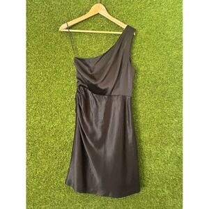 NWT J.Crew One Shoulder Dress Ruched Cocktail Party Silk  Black Size‎ 4